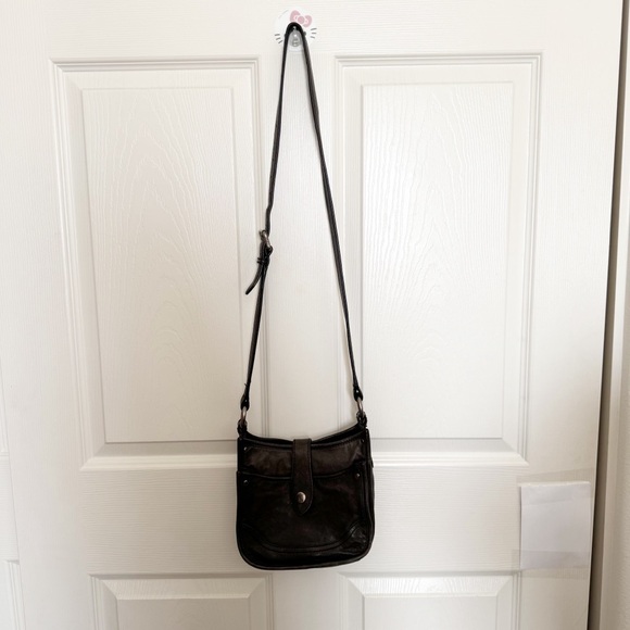 FRYE Madison North South Leather Mini Crossbody Bag BLACK - Picture 2 of 9